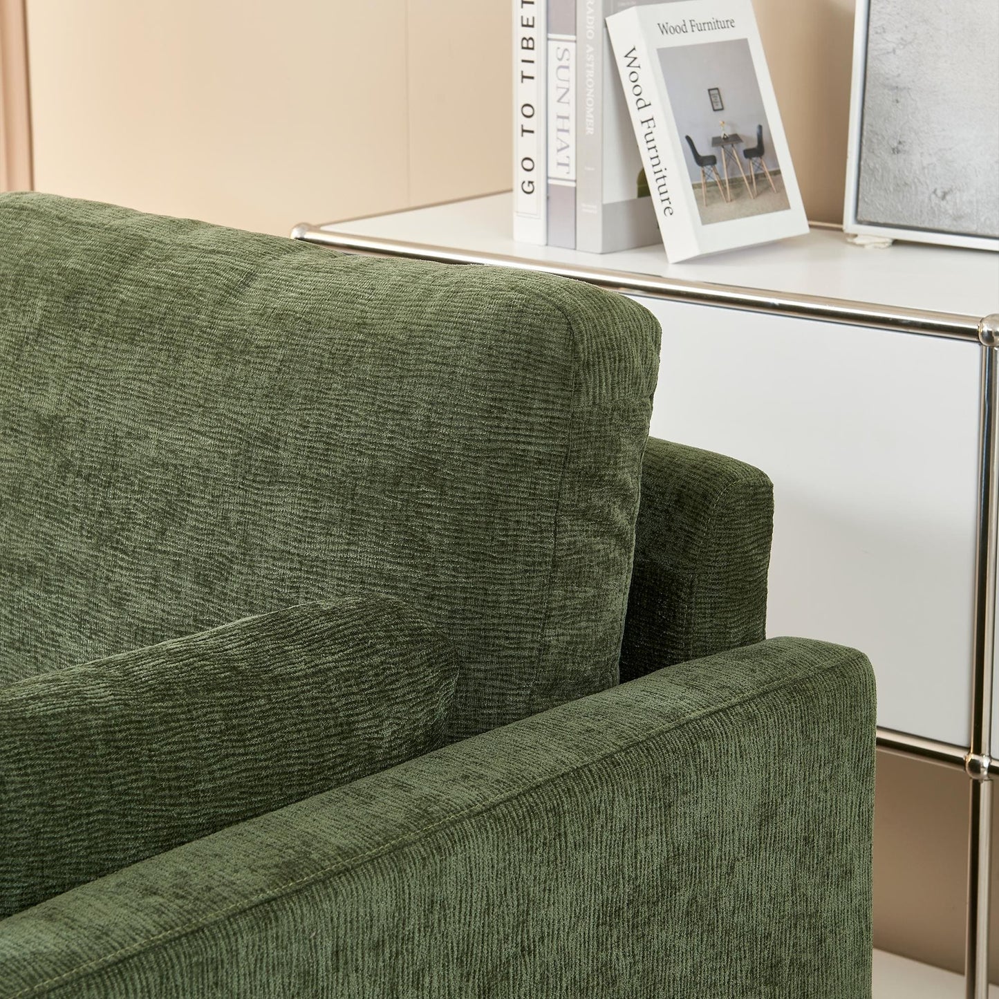 Green Modern 58.66 Chenille Loveseat Sofa with Back Cushions and Pillows for Living Room