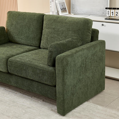 Green Modern 58.66 Chenille Loveseat Sofa with Back Cushions and Pillows for Living Room