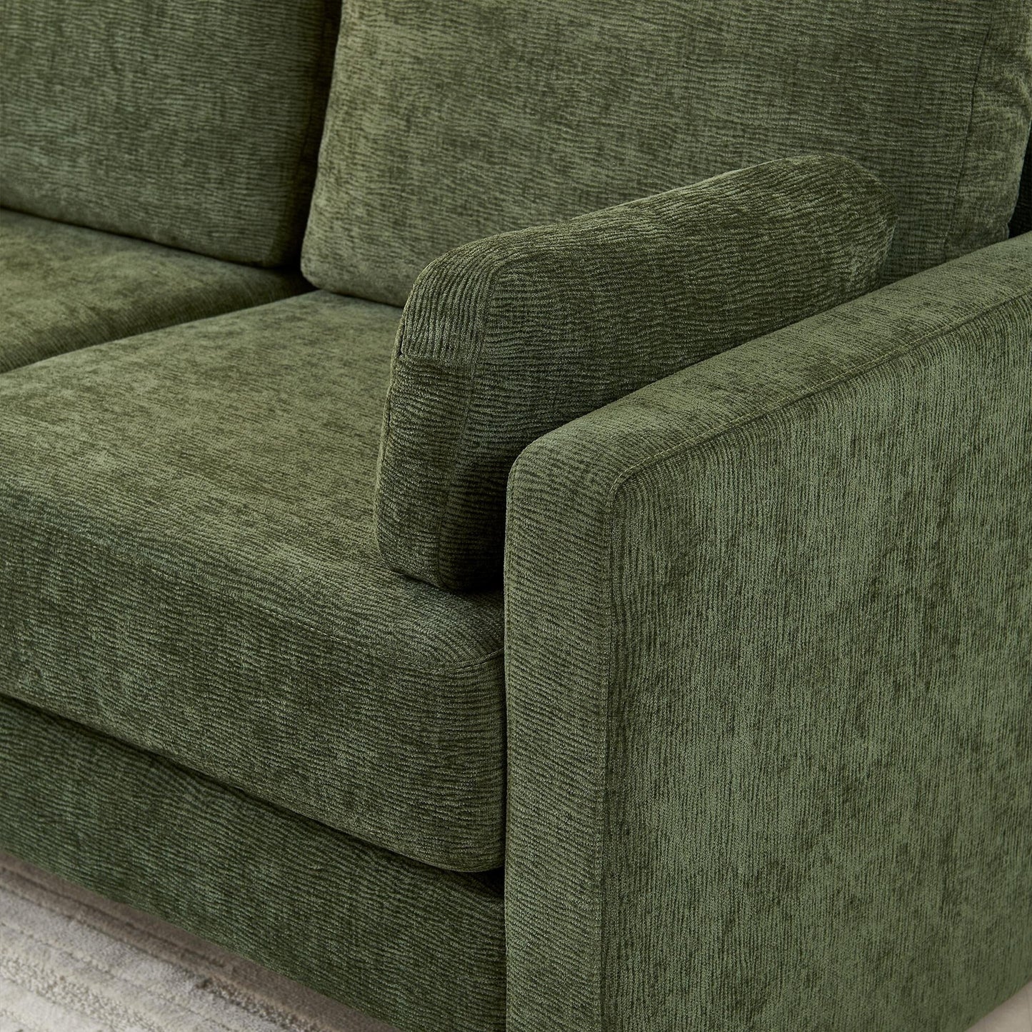 Green Modern 58.66 Chenille Loveseat Sofa with Back Cushions and Pillows for Living Room