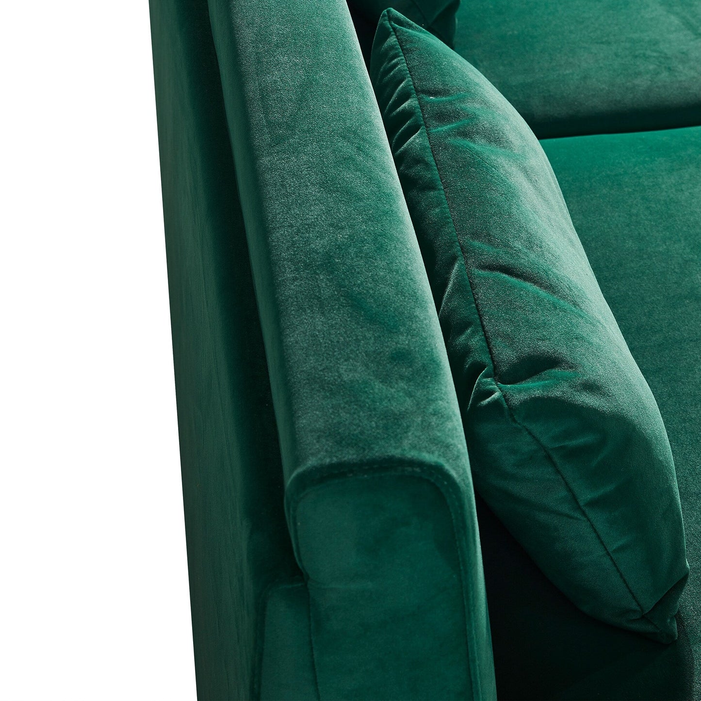 Green Modern 85.44 Velvet Upholstered Loveseat Sofa with Gold Legs and Pillows for Living Room