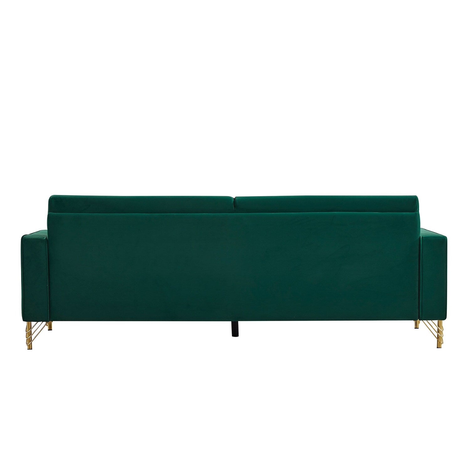 Green Modern 85.44 Velvet Upholstered Loveseat Sofa with Gold Legs and Pillows for Living Room