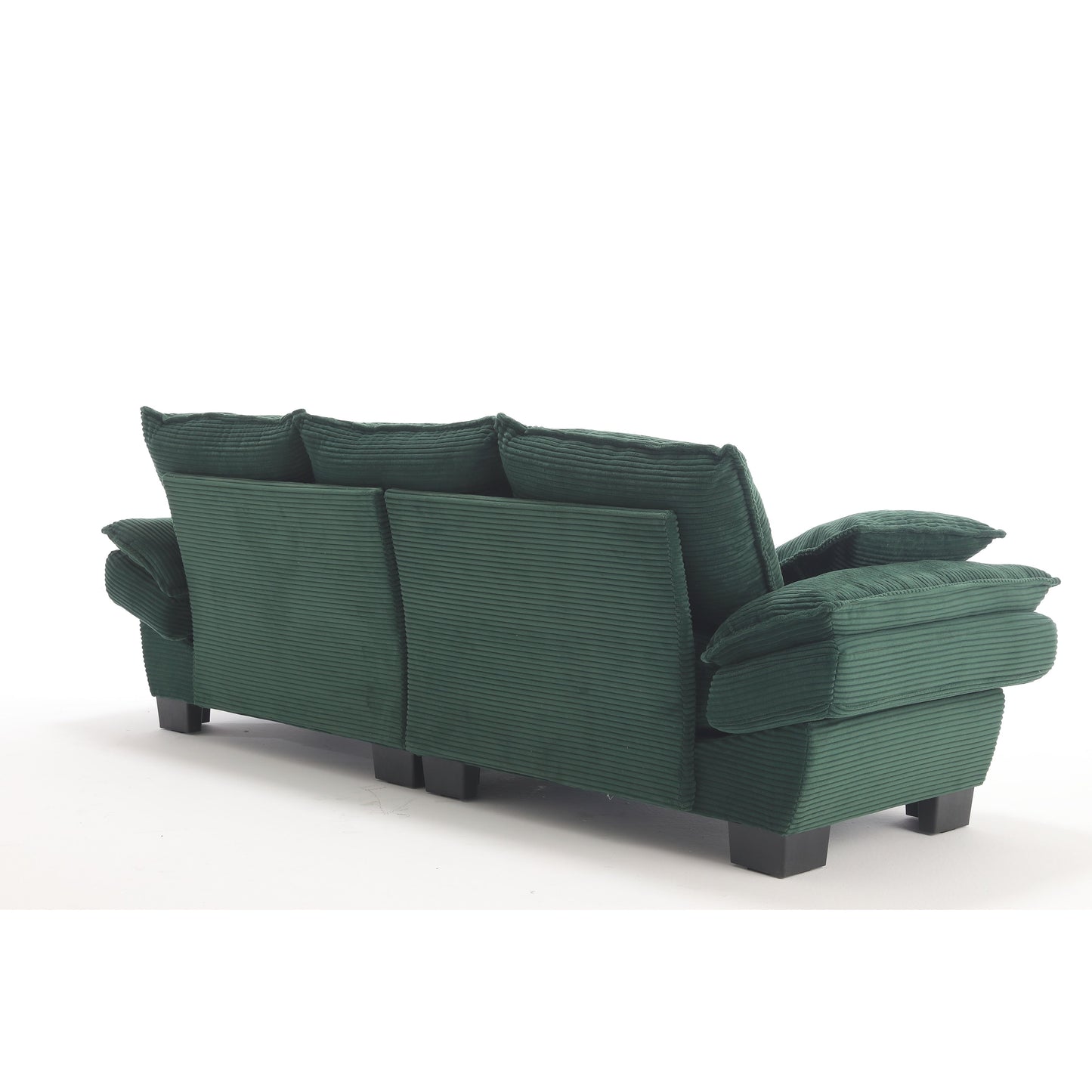 Green Modern 88.6 Corduroy 3-seater Sailboat Sofa with Two Pillows and Wide Plastic Feet for Living Room