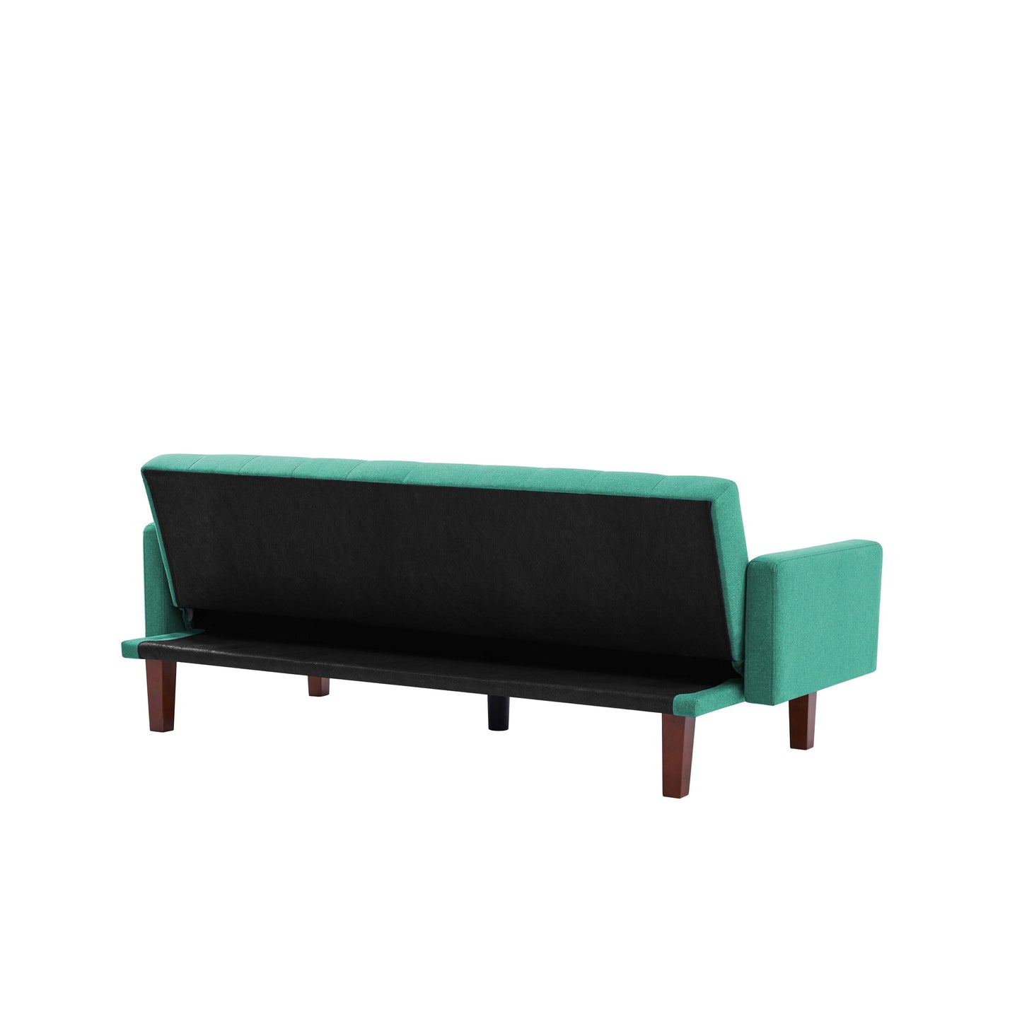 Green Modern Linen Square Arms Loveseat Sofa Bed with Eucalyptus Wood Frame and Poplar Legs for Living Room