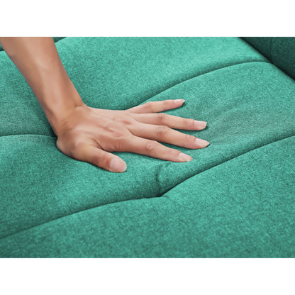 Green Modern Linen Square Arms Loveseat Sofa Bed with Eucalyptus Wood Frame and Poplar Legs for Living Room