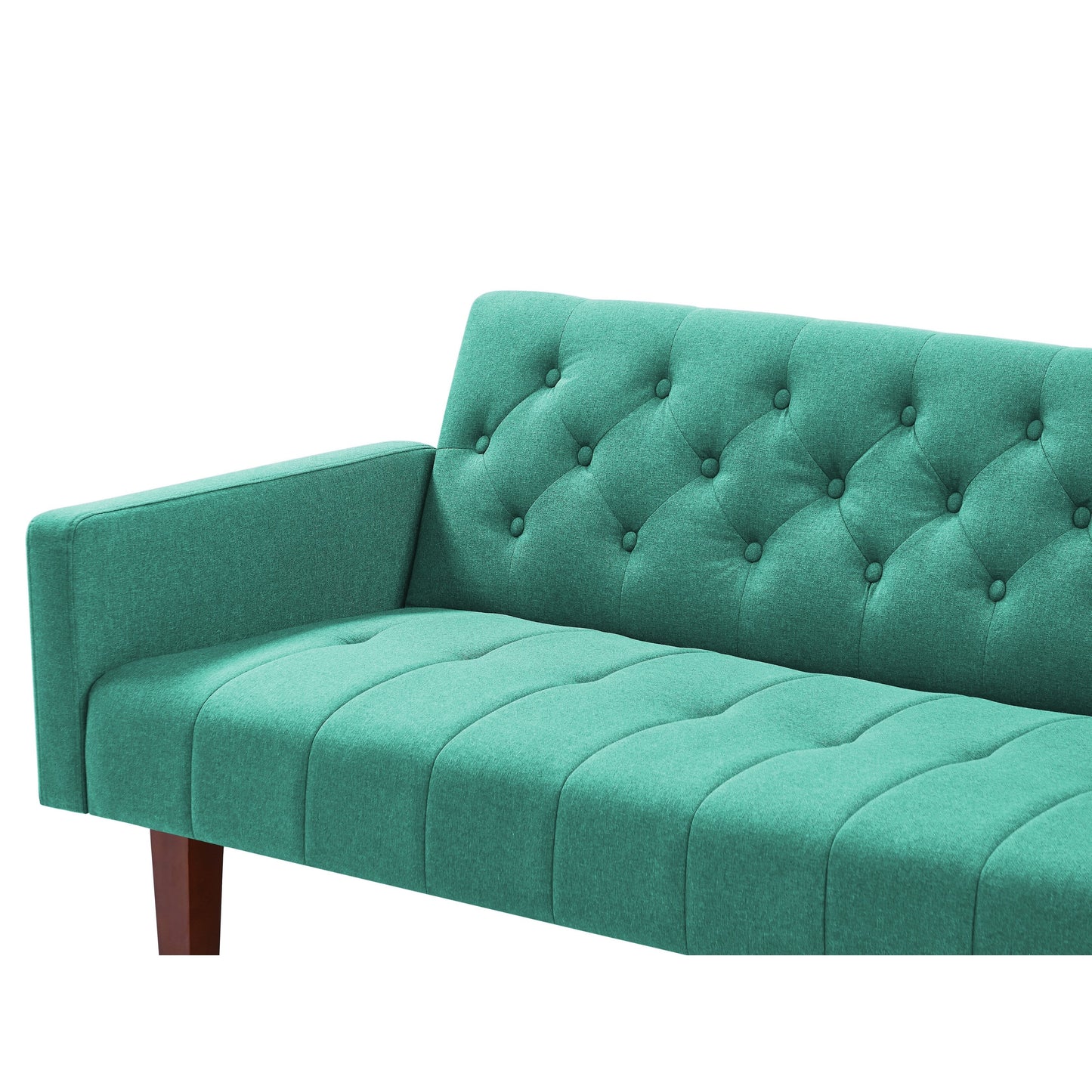 Green Modern Linen Square Arms Loveseat Sofa Bed with Eucalyptus Wood Frame and Poplar Legs for Living Room