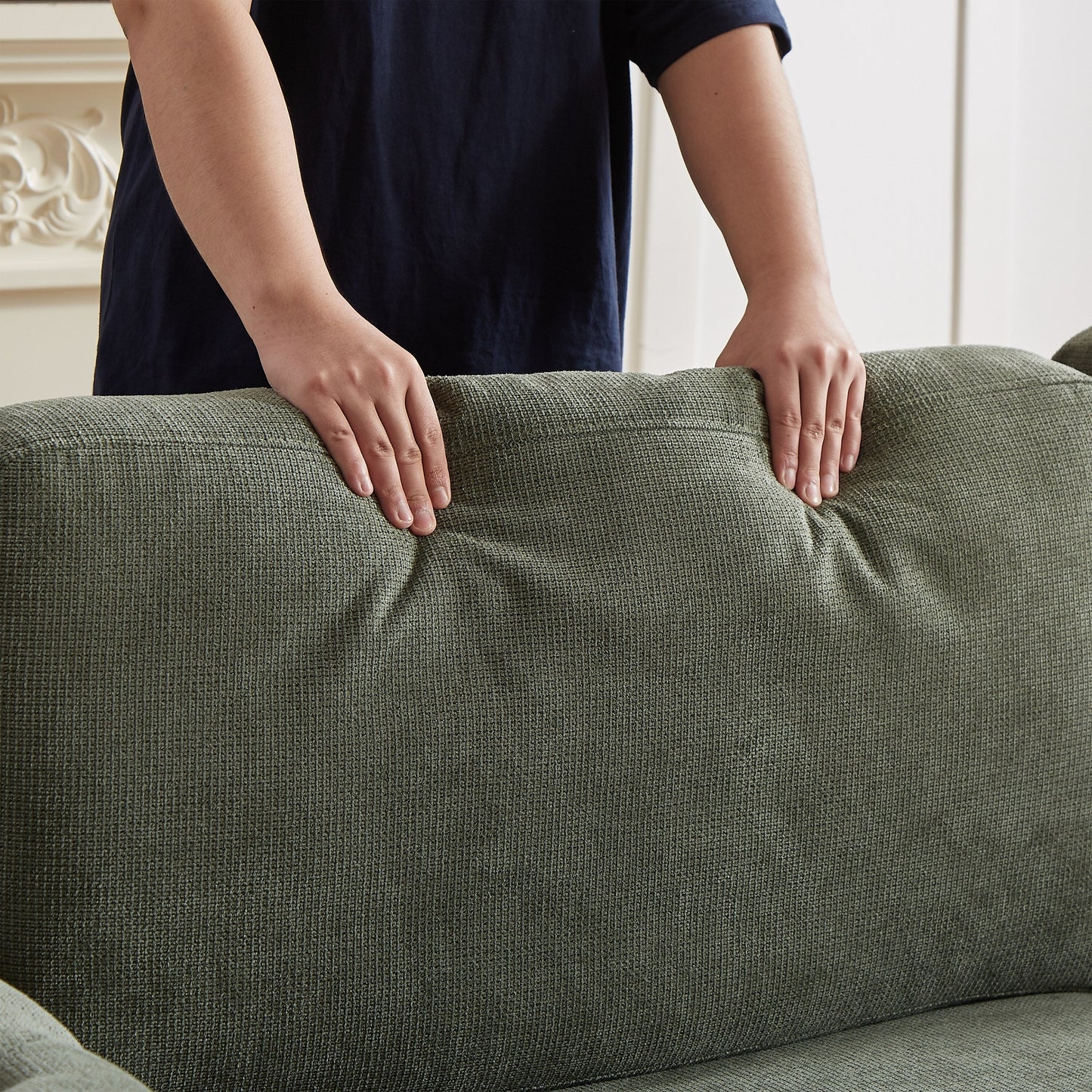 Green Polyester 3-seater Convertible Pullout Sofa Bed