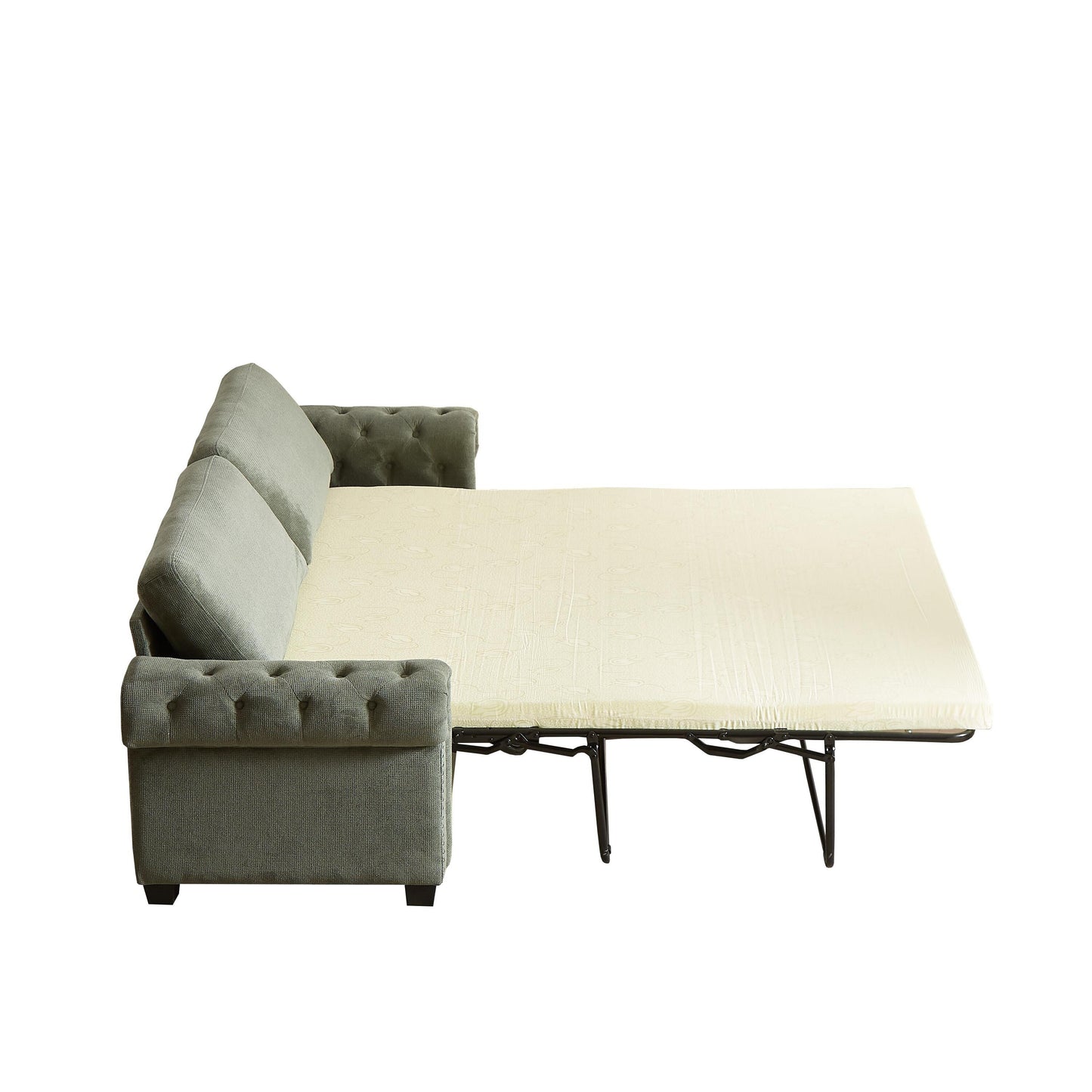 Green Polyester 3-seater Convertible Pullout Sofa Bed