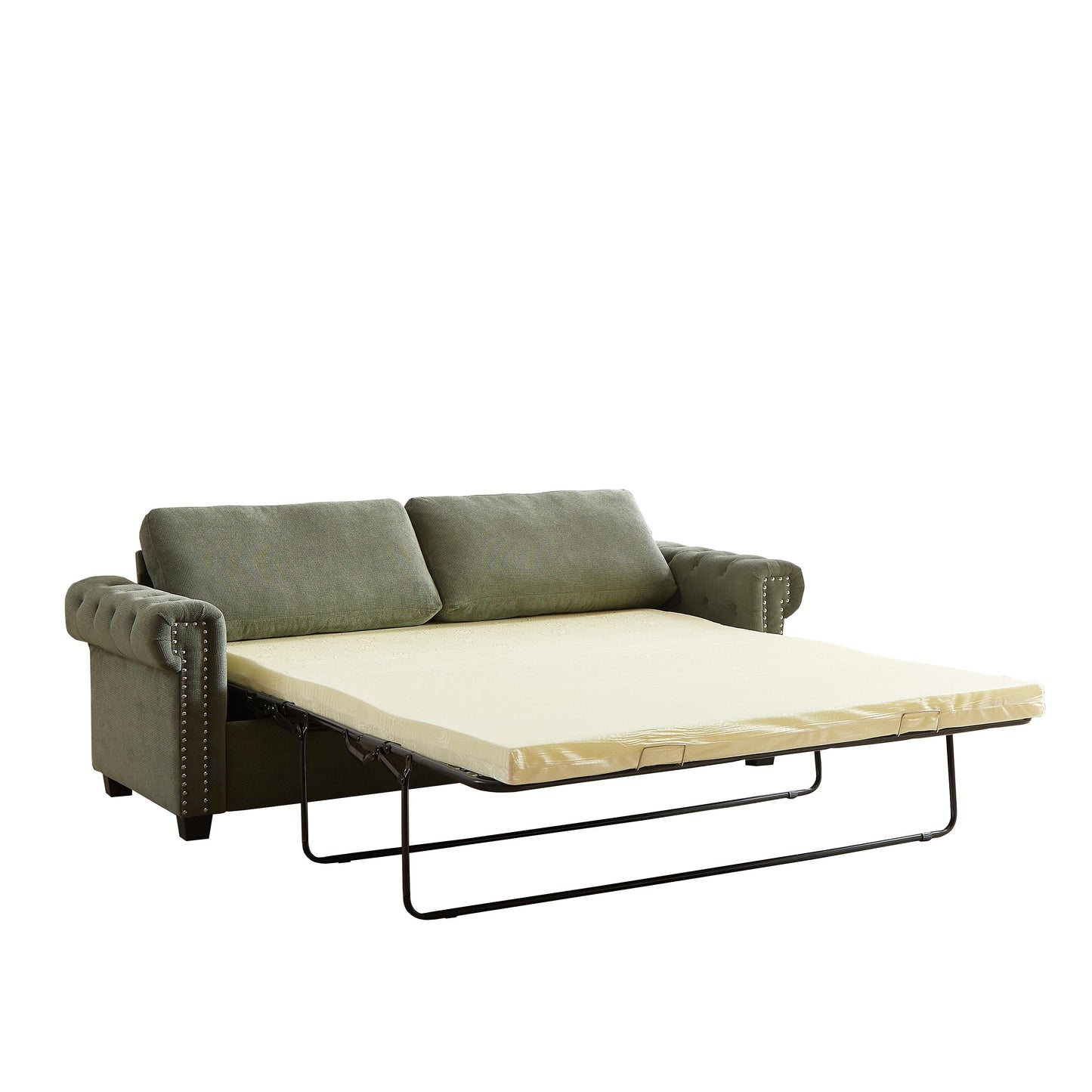 Green Polyester 3-seater Convertible Pullout Sofa Bed