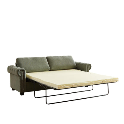 Green Polyester 3-seater Convertible Pullout Sofa Bed