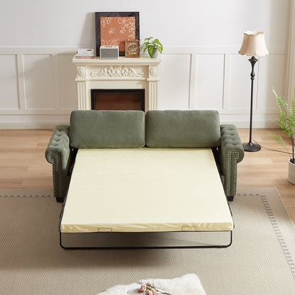 Green Polyester 3-seater Convertible Pullout Sofa Bed