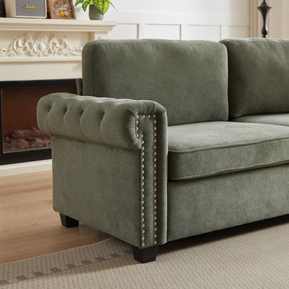 Green Polyester 3-seater Convertible Pullout Sofa Bed