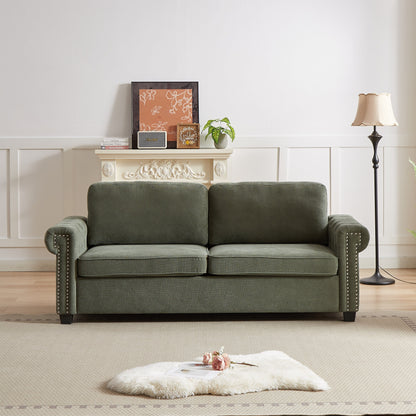 Green Polyester 3-seater Convertible Pullout Sofa Bed