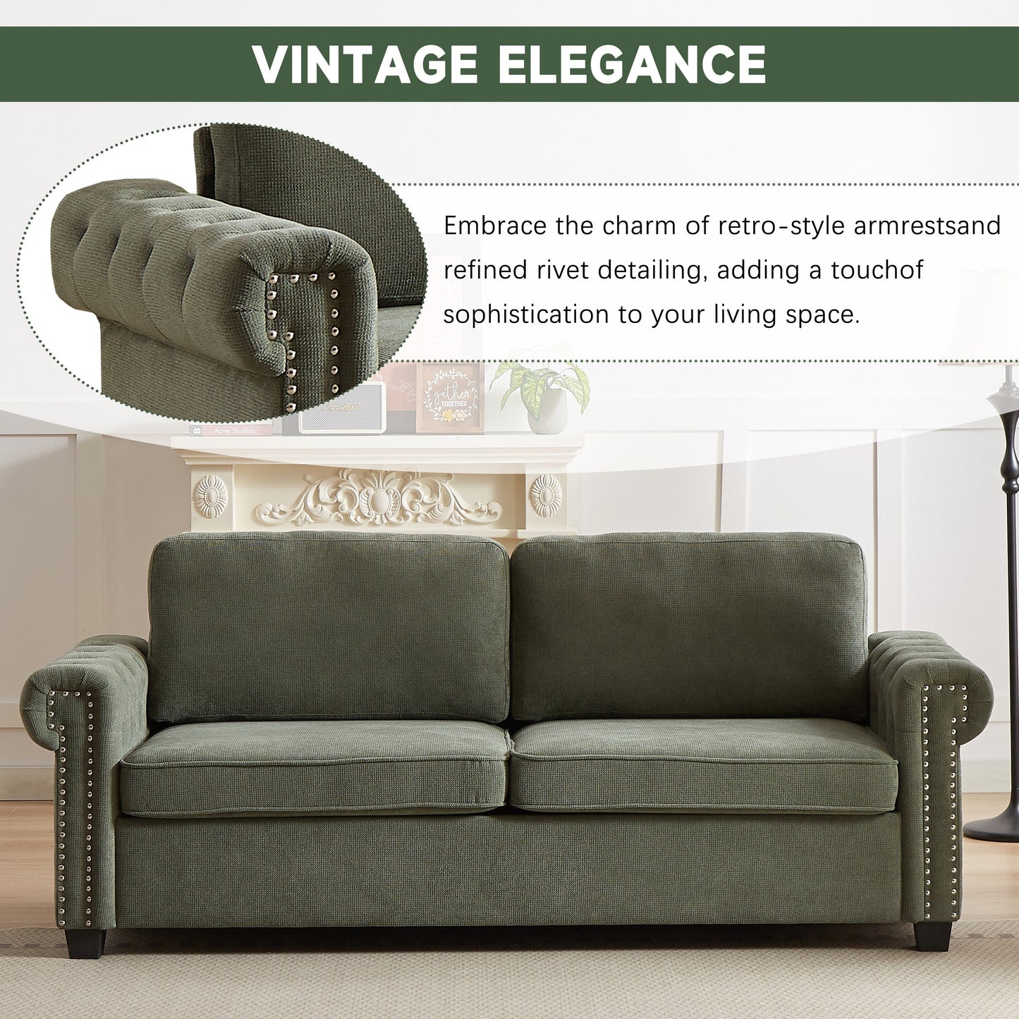 Green Polyester 3-seater Convertible Pullout Sofa Bed