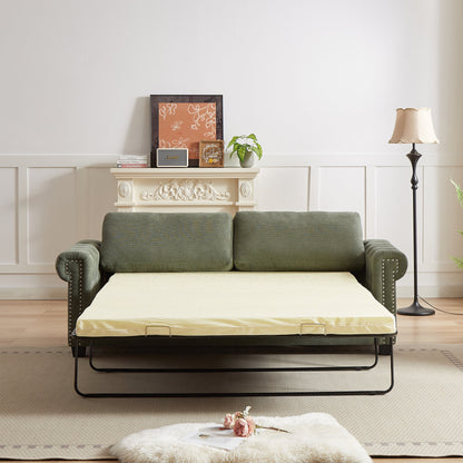 Green Polyester 3-seater Convertible Pullout Sofa Bed