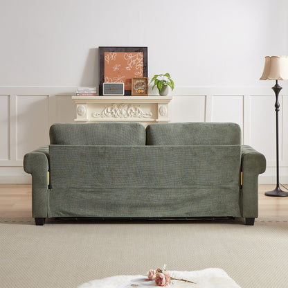 Green Polyester 3-seater Convertible Pullout Sofa Bed