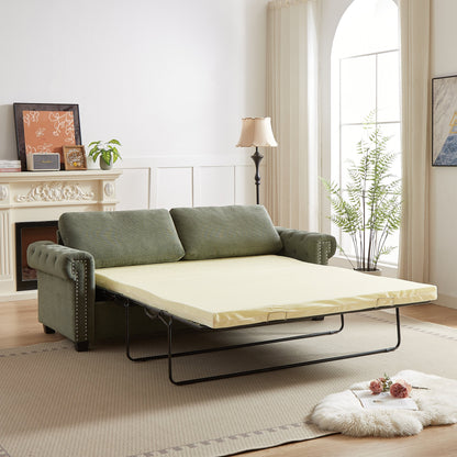 Green Polyester 3-seater Convertible Pullout Sofa Bed