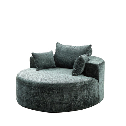 Green Round Chenille Single Sleeper Sofa with Backrest Pillow