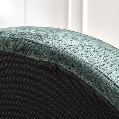 Green Round Chenille Single Sleeper Sofa with Backrest Pillow