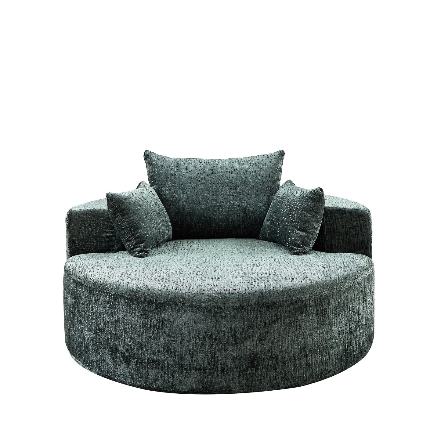 Green Round Chenille Single Sleeper Sofa with Backrest Pillow