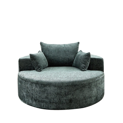 Green Round Chenille Single Sleeper Sofa with Backrest Pillow