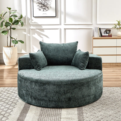 Green Round Chenille Single Sleeper Sofa with Backrest Pillow