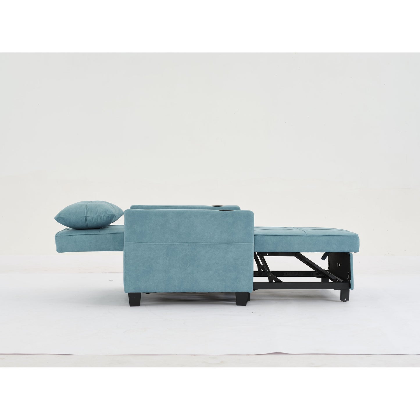 Green Tech Cloth Convertible Sofa Bed with USB Ports