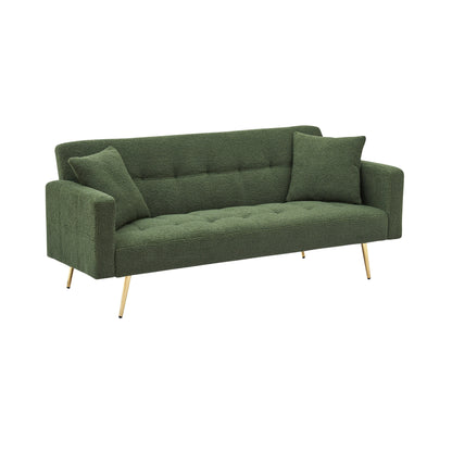 Green Teddy Fleece Convertible Loveseat Sofa Bed