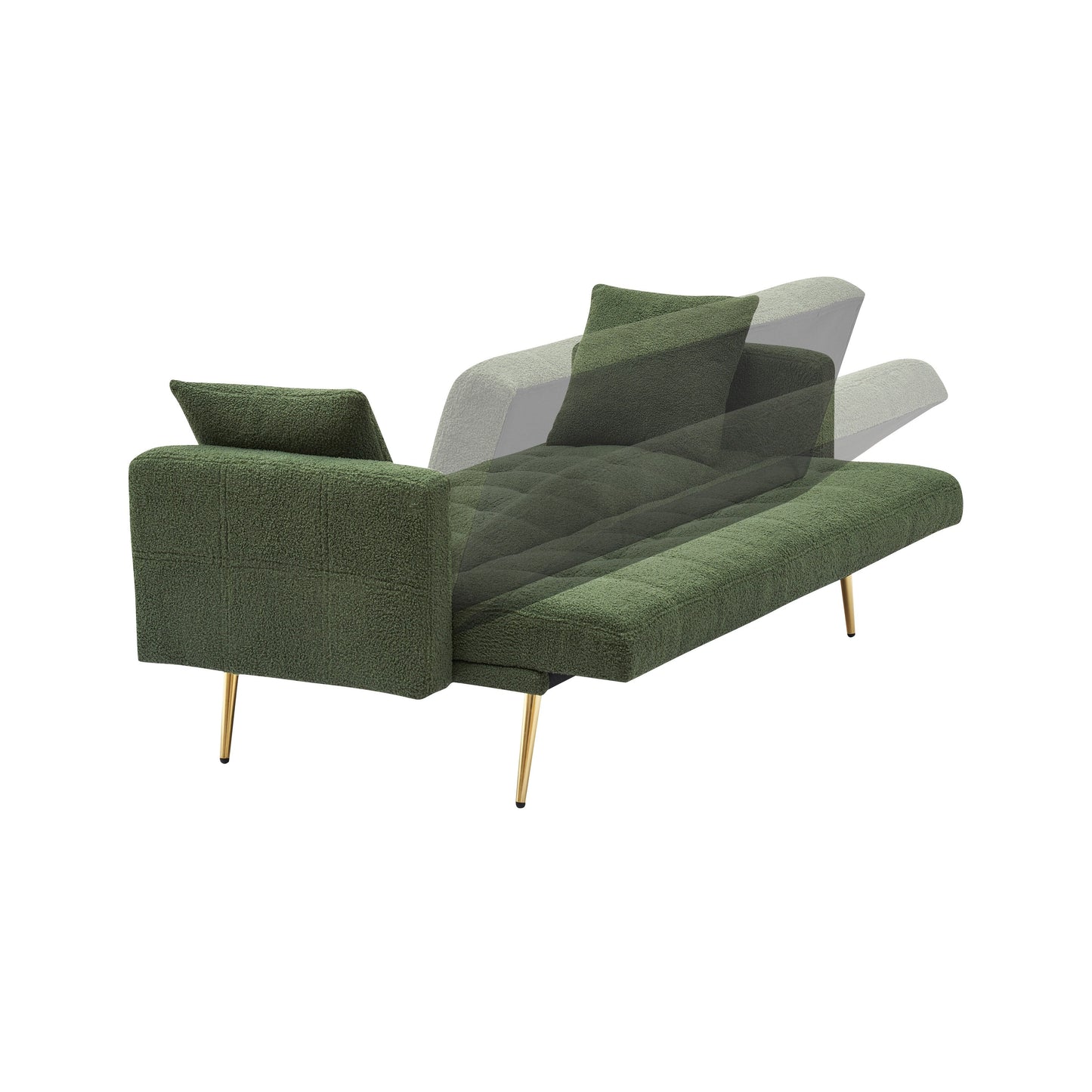 Green Teddy Fleece Convertible Loveseat Sofa Bed