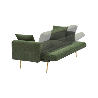 Green Teddy Fleece Convertible Loveseat Sofa Bed