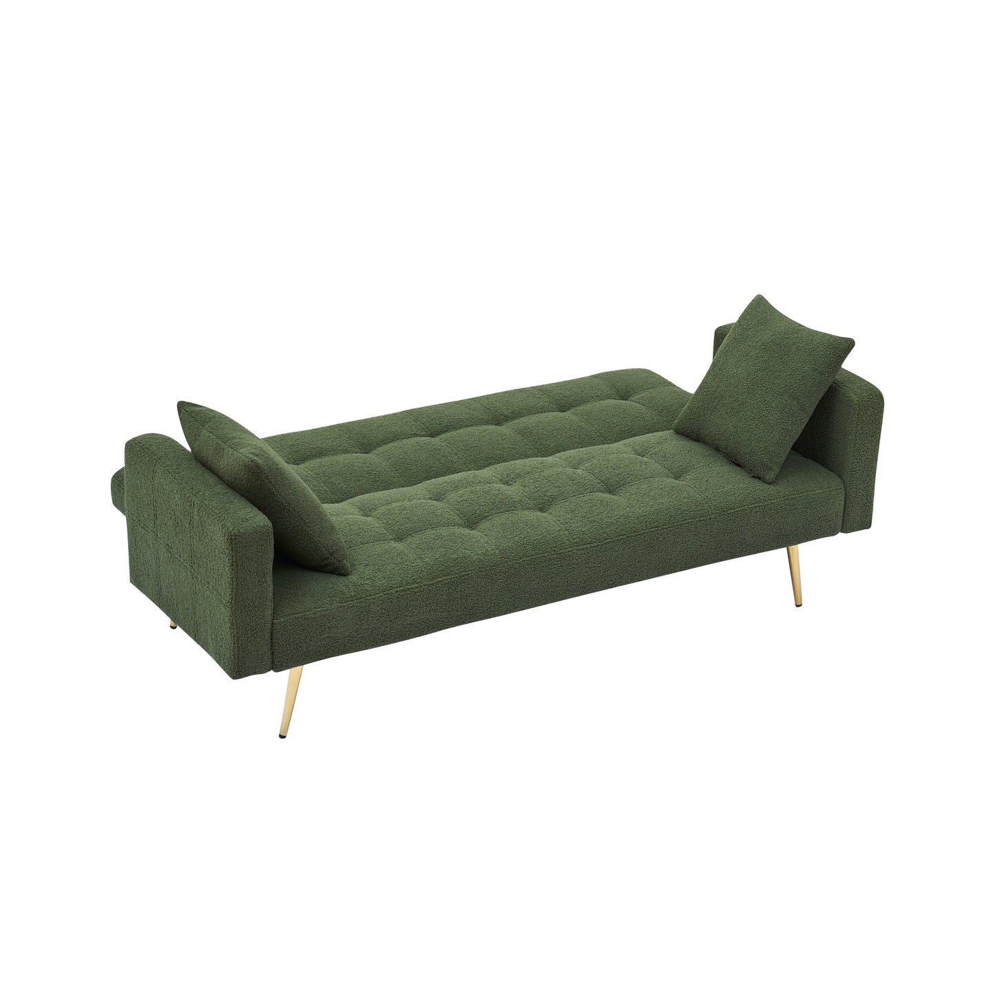 Green Teddy Fleece Convertible Loveseat Sofa Bed