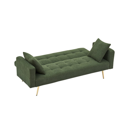 Green Teddy Fleece Convertible Loveseat Sofa Bed