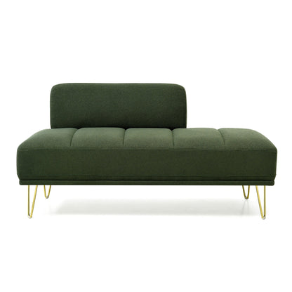 Green Upholstered Loveseat Bench with Gold Legs