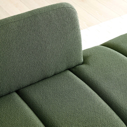 Green Upholstered Loveseat Bench with Gold Legs