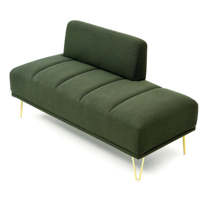 Green Upholstered Loveseat Bench with Gold Legs