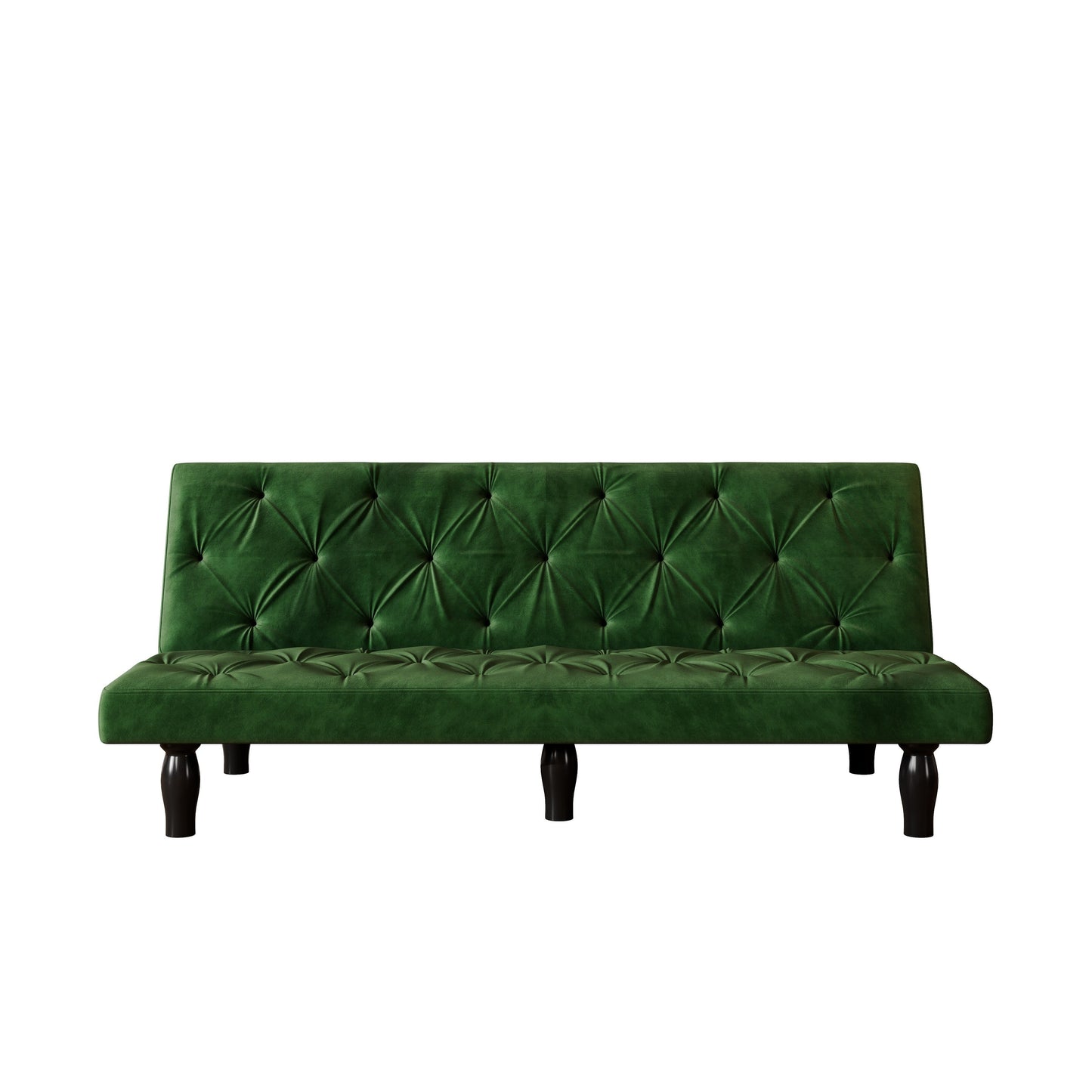 Green Velvet 3-seater Sofa Bed with Wood Frame