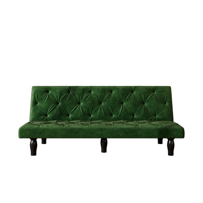 Green Velvet 3-seater Sofa Bed with Wood Frame
