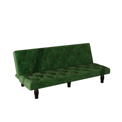 Green Velvet 3-seater Sofa Bed with Wood Frame