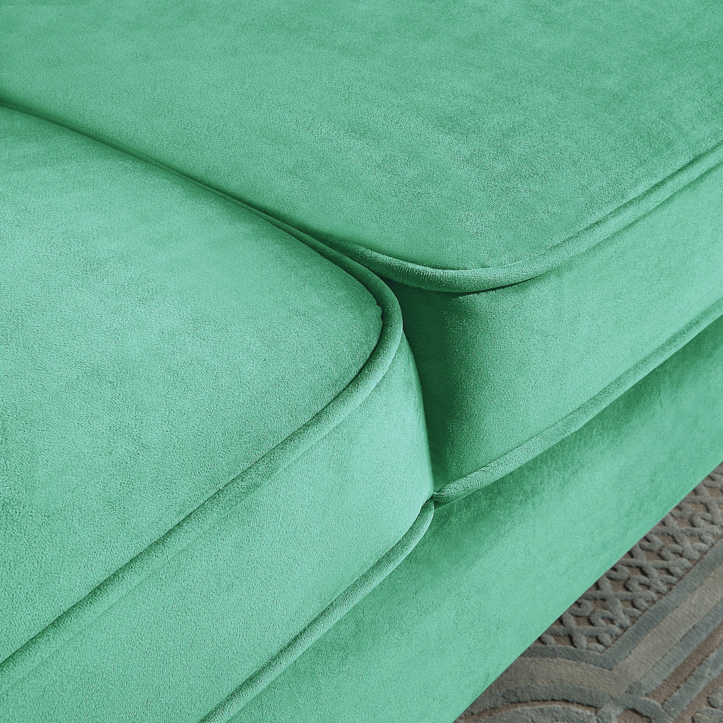 Green Velvet 3-seater Sofa with Gold Finish Metal Leg