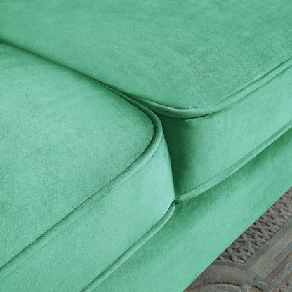 Green Velvet 3-seater Sofa with Gold Finish Metal Leg