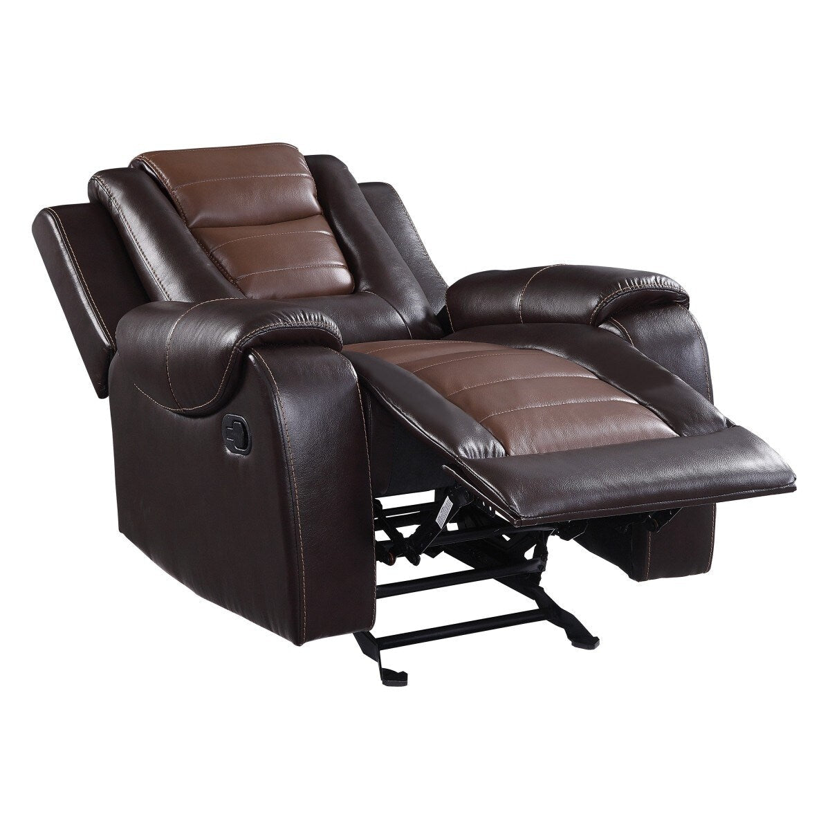 Grete Light Dark Brown Premium Faux Leather Glider Reclining Chair