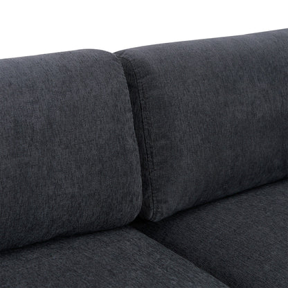 Grey 102.4 L-Shaped Polyester Sectional Sofa with Reversible Footstool, Thick Cushions, and Plastic Legs