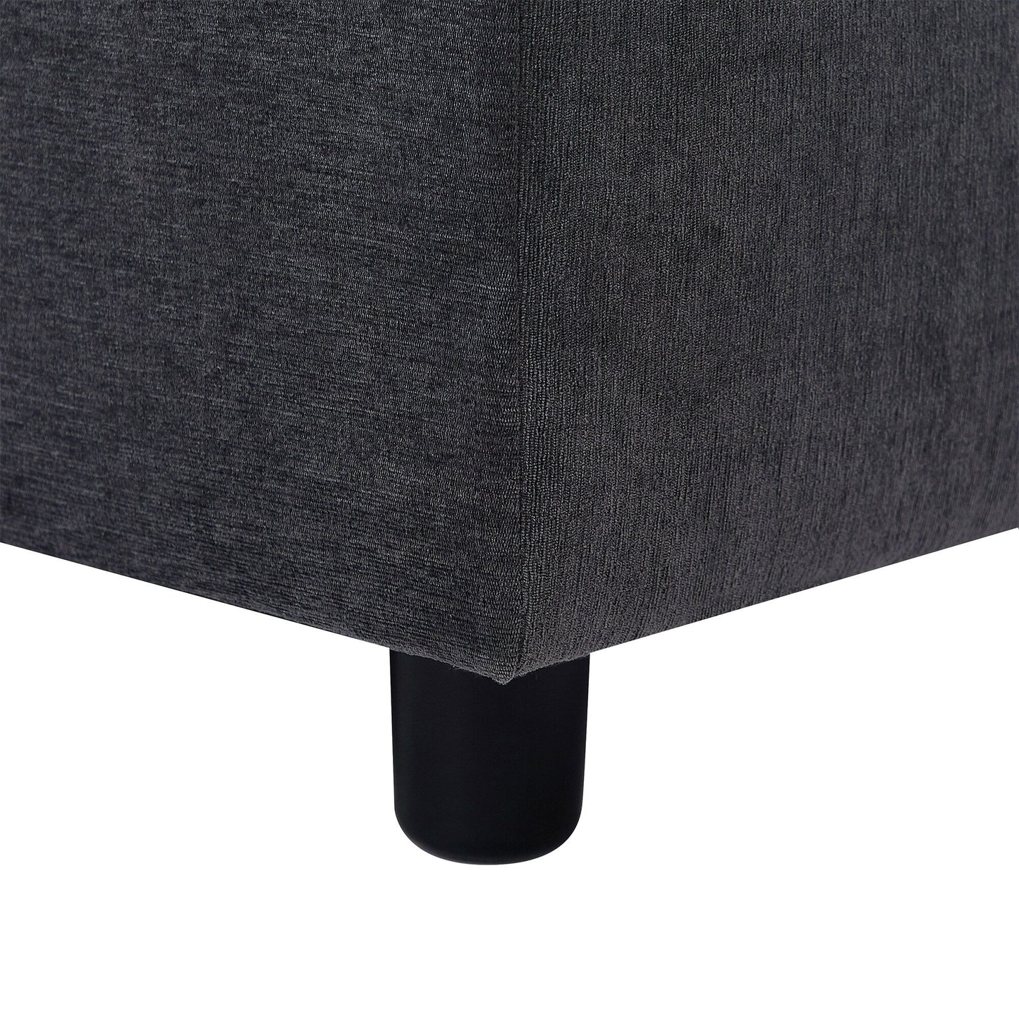 Grey 102.4 L-Shaped Polyester Sectional Sofa with Reversible Footstool, Thick Cushions, and Plastic Legs