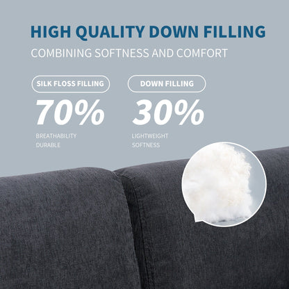 Grey 102.4 L-Shaped Polyester Sectional Sofa with Reversible Footstool, Thick Cushions, and Plastic Legs