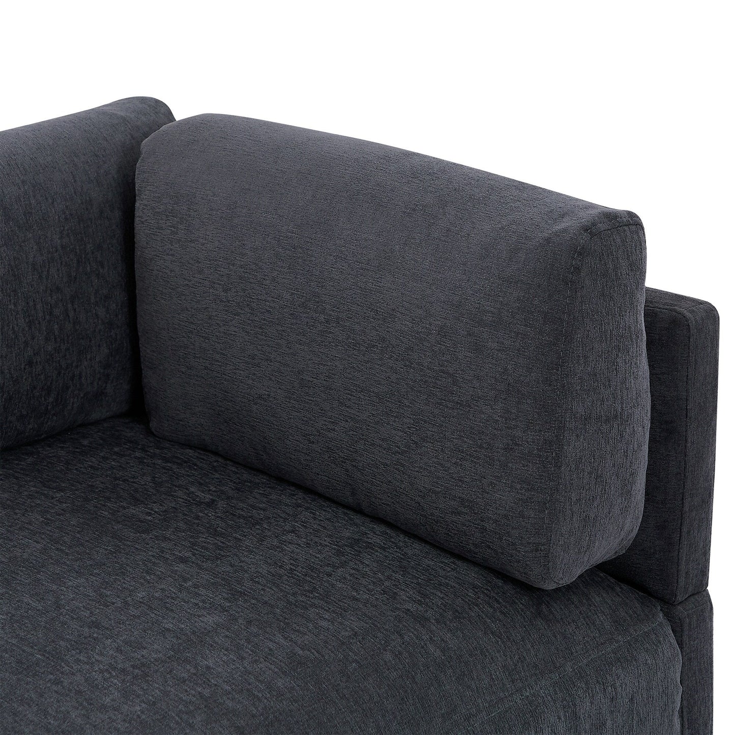 Grey 102.4 L-Shaped Polyester Sectional Sofa with Reversible Footstool, Thick Cushions, and Plastic Legs