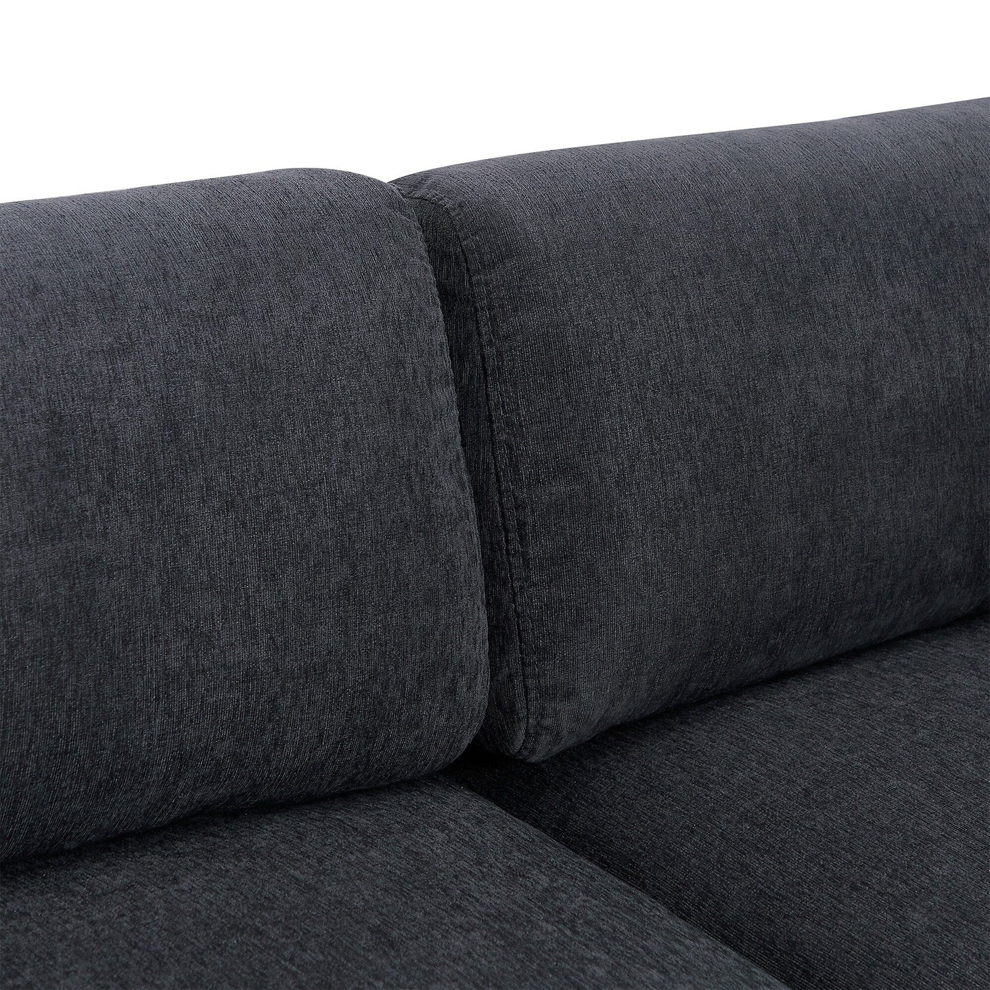 Grey 102.4 Polyester L-Shaped Sectional Sofa with Reversible Footstool, Thick Cushions, and Durable Plastic Legs