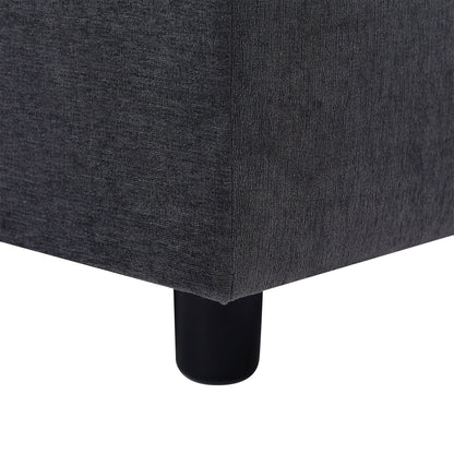 Grey 102.4 Polyester L-Shaped Sectional Sofa with Reversible Footstool, Thick Cushions, and Durable Plastic Legs