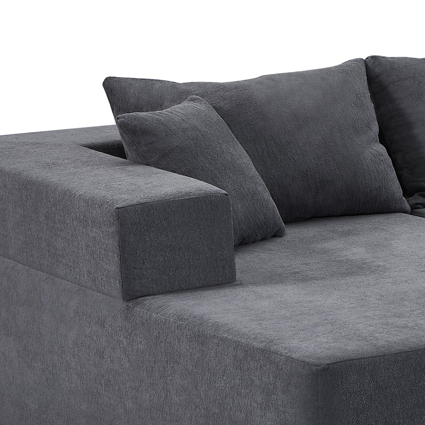 Grey 107.48'' Fabric L-Shaped Sectional Sofa with Chaise, 16.53-Inch Cushions, and 2-Piece Free Combination