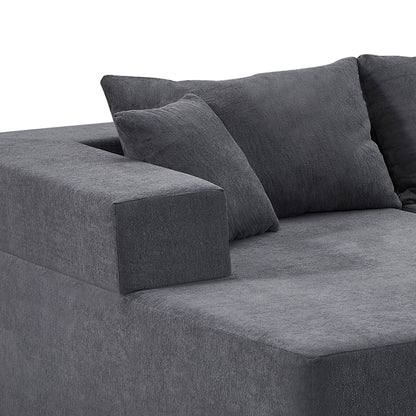 Grey 107.48'' Fabric L-Shaped Sectional Sofa with Chaise, 16.53-Inch Cushions, and 2-Piece Free Combination