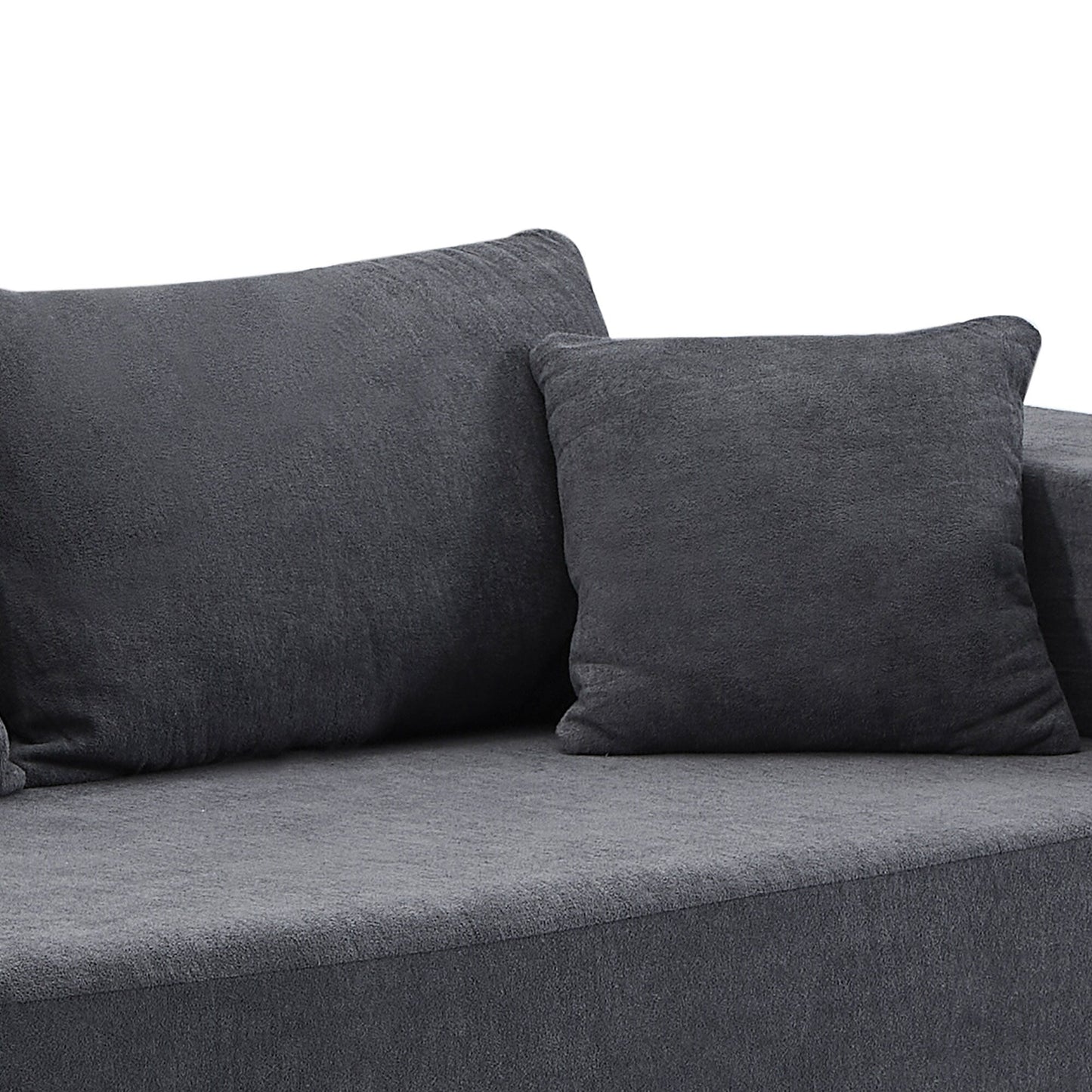 Grey 107.48'' L-Shaped Fabric 3-Seater Sectional Sofa with 16.53'' Cushions and Chaise, 2-Piece Design