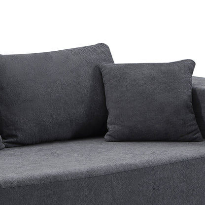 Grey 107.48'' L-Shaped Fabric 3-Seater Sectional Sofa with 16.53'' Cushions and Chaise, 2-Piece Design
